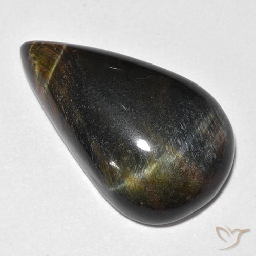 Olho de Tigre Dourado Marrom Natural 19.38ct, Formato de pêra, Opaco
