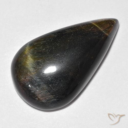 Olho de Tigre Dourado Marrom Natural 19.38ct, Formato de pêra, Opaco
