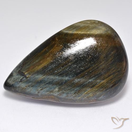 Olho de Tigre Dourado Marrom Natural 30.81ct, Formato de pêra, Opaco