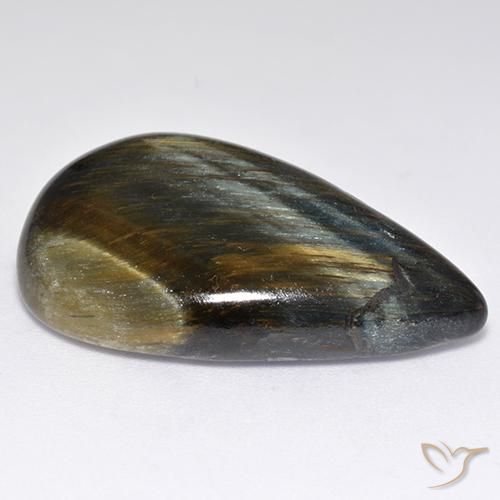 Olho de Tigre Dourado Marrom Natural 30.81ct, Formato de pêra, Opaco