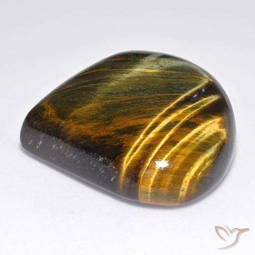 Olho de Tigre Dourado Marrom Natural 45.55ct, Formato de pêra, Opaco