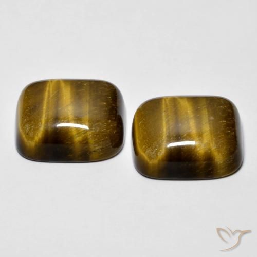 Pedras preciosas de Olho de Tigre Medium Dark-Brown natural de 17.05 ct, Almofada, Opaco