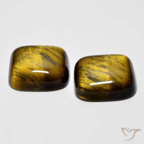 Pedras preciosas de Olho de Tigre Medium Dark-Brown natural de 16.97 ct, Almofada, Opaco