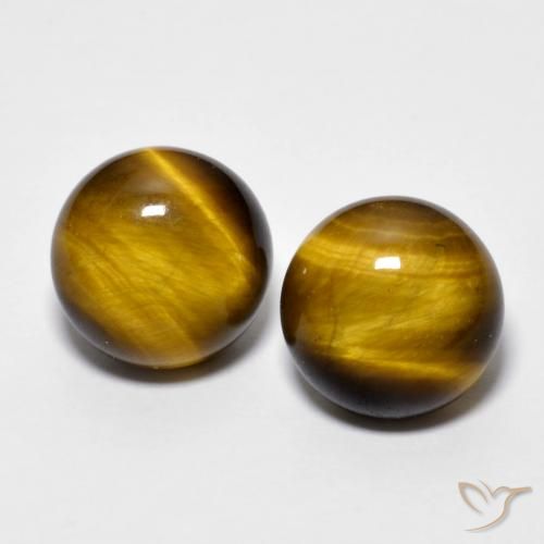 7.78ctw Natural Marrom dourado Olho de Tigre, Redondo, Opaco