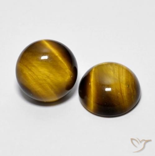Pedras preciosas de Olho de Tigre Marrom dourado natural de 7.78 ct, Redondo, Opaco