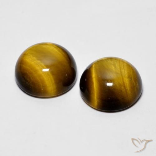 Pedras preciosas de Olho de Tigre Marrom dourado natural de 7.78 ct, Redondo, Opaco