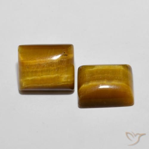Pedras preciosas de Olho de Tigre Marrom-amarelado natural de 12.38 ct, baguete, Opaco