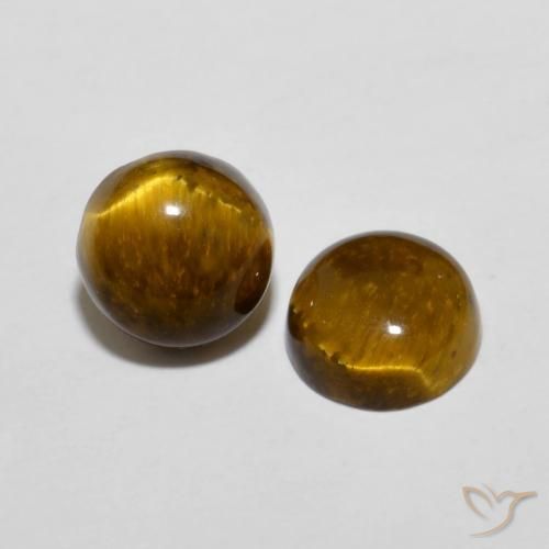 Pedras preciosas de Olho de Tigre Marrom dourado natural de 3.89 ct, Redondo, Opaco