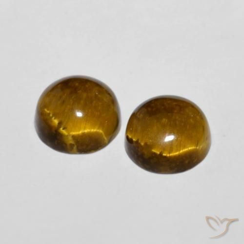 Pedras preciosas de Olho de Tigre Marrom dourado natural de 3.89 ct, Redondo, Opaco