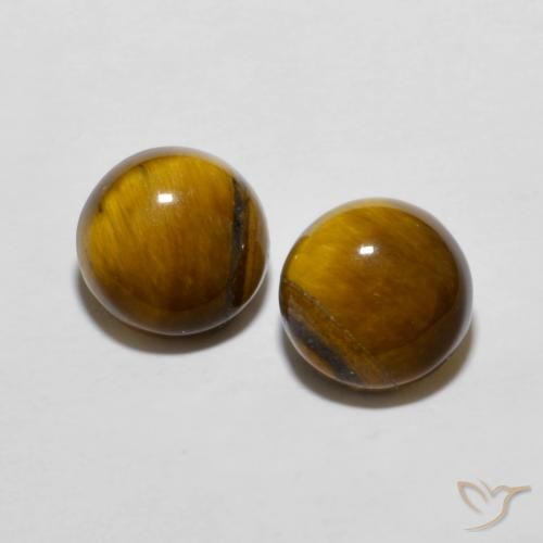 3.99ctw Natural Marrom-amarelado Olho de Tigre, Redondo, Opaco