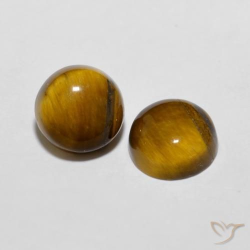 Pedras preciosas de Olho de Tigre Marrom-amarelado natural de 3.99 ct, Redondo, Opaco