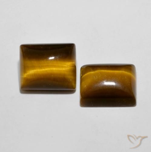 Pedras preciosas de Olho de Tigre Marrom-amarelado natural de 12.36 ct, baguete, Opaco