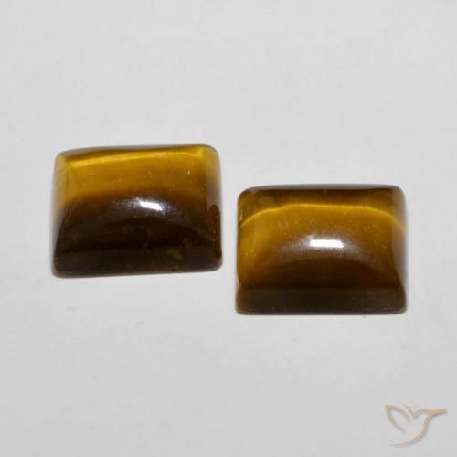 Pedras preciosas de Olho de Tigre Marrom-amarelado natural de 12.36 ct, baguete, Opaco