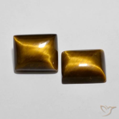 Pedras preciosas de Olho de Tigre Marrom-amarelado natural de 12.57 ct, baguete, Opaco