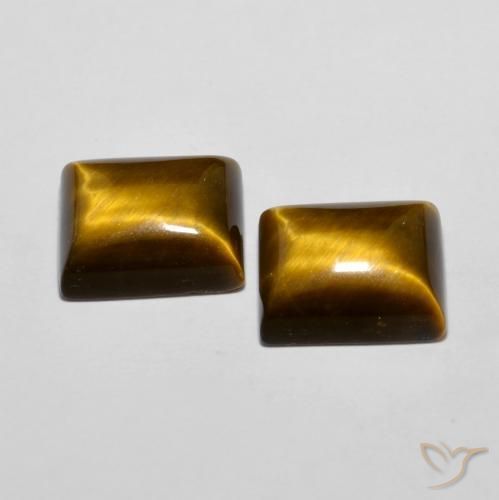 Pedras preciosas de Olho de Tigre Marrom-amarelado natural de 12.57 ct, baguete, Opaco