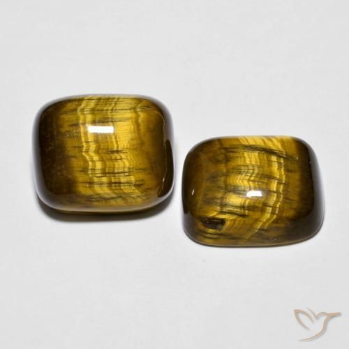 Pedras preciosas de Olho de Tigre Marrom dourado natural de 17.61 ct, Almofada, Opaco