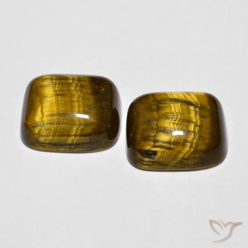 Pedras preciosas de Olho de Tigre Marrom dourado natural de 17.61 ct, Almofada, Opaco