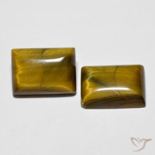 Pedras preciosas de Olho de Tigre Marrom dourado natural de 15.17 ct, baguete, Opaco