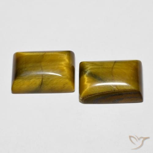 Pedras preciosas de Olho de Tigre Marrom dourado natural de 15.17 ct, baguete, Opaco