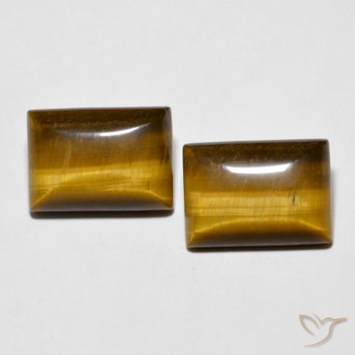 Pedras preciosas de Olho de Tigre Marrom-amarelado natural de 13.78 ct, baguete, Opaco