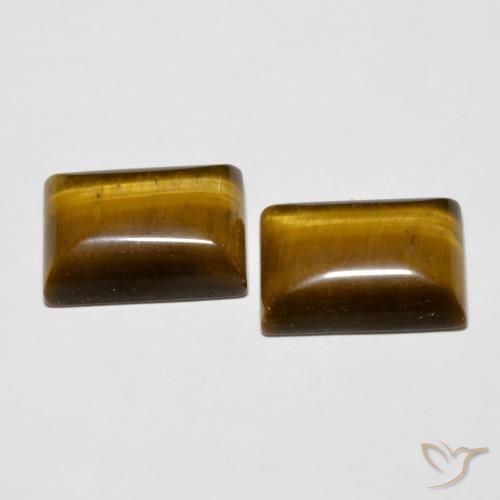 Pedras preciosas de Olho de Tigre Marrom-amarelado natural de 13.78 ct, baguete, Opaco