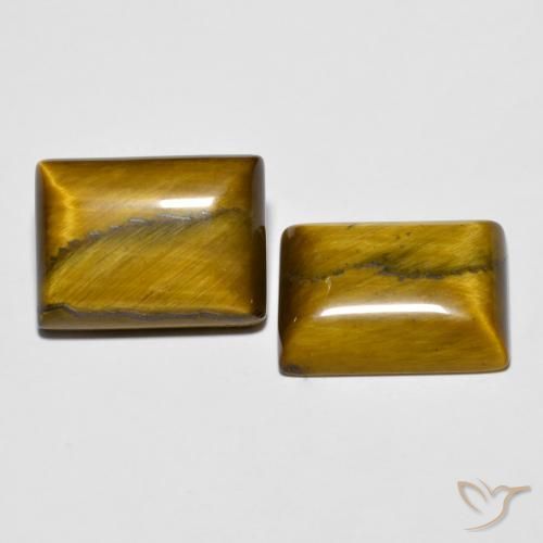 Pedras preciosas de Olho de Tigre Marrom dourado natural de 19.57 ct, baguete, Opaco