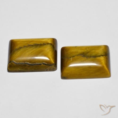 Pedras preciosas de Olho de Tigre Marrom dourado natural de 19.57 ct, baguete, Opaco