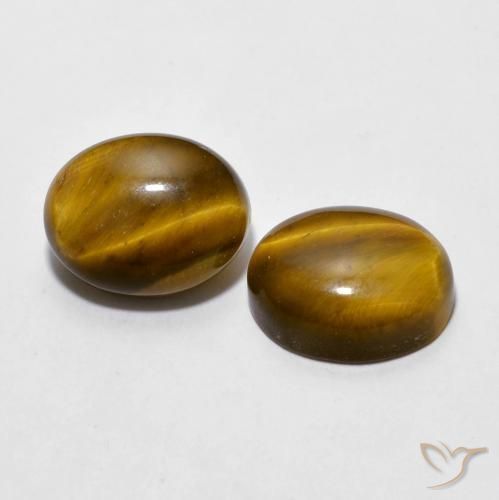 Pedras preciosas de Olho de Tigre Marrom-amarelado natural de 5.98 ct, oval, Opaco