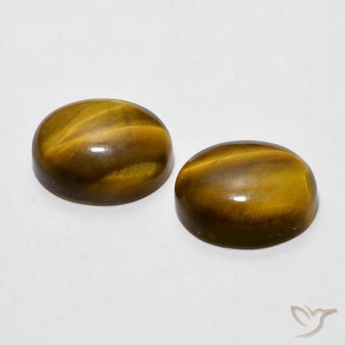 Pedras preciosas de Olho de Tigre Marrom-amarelado natural de 5.98 ct, oval, Opaco