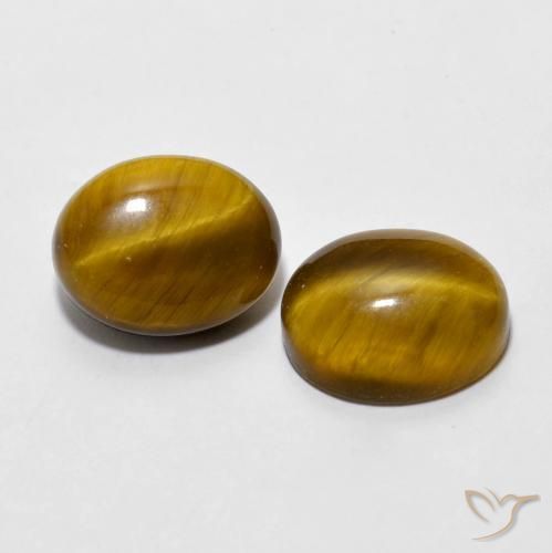 Pedras preciosas de Olho de Tigre Marrom dourado natural de 5.87 ct, oval, Opaco