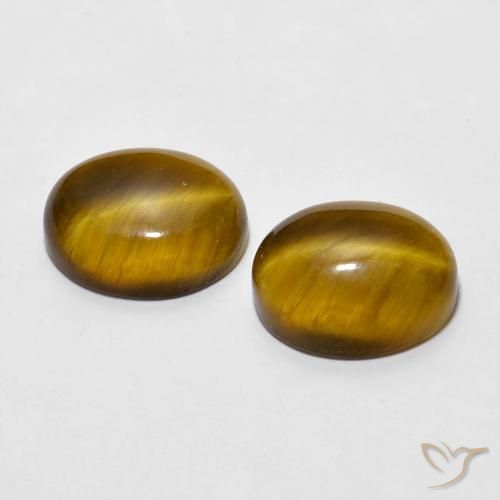 Pedras preciosas de Olho de Tigre Marrom dourado natural de 5.87 ct, oval, Opaco