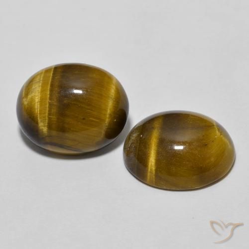 Pedras preciosas de Olho de Tigre Marrom dourado natural de 6.25 ct, oval, Opaco