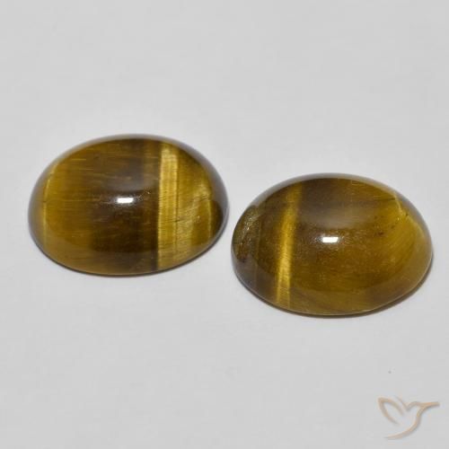Pedras preciosas de Olho de Tigre Marrom dourado natural de 6.25 ct, oval, Opaco