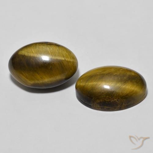 Pedras preciosas de Olho de Tigre Marrom dourado natural de 7.90 ct, oval, Opaco