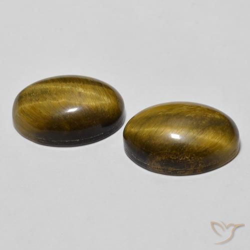 Pedras preciosas de Olho de Tigre Marrom dourado natural de 7.90 ct, oval, Opaco