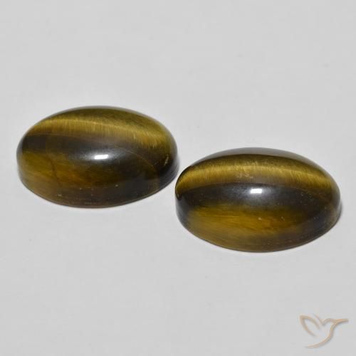 Pedras preciosas de Olho de Tigre Castanho médio natural de 7.71 ct, oval, Opaco