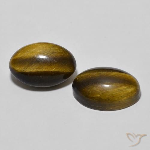 Pedras preciosas de Olho de Tigre Marrom dourado natural de 7.95 ct, oval, Opaco