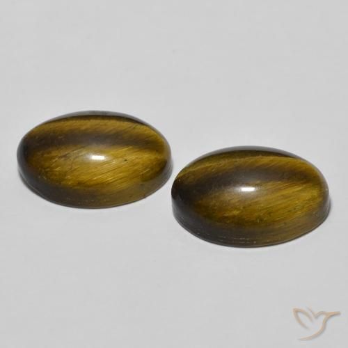 Pedras preciosas de Olho de Tigre Marrom dourado natural de 7.95 ct, oval, Opaco