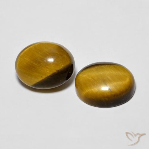 Pedras preciosas de Olho de Tigre Marrom dourado natural de 5.69 ct, oval, Opaco