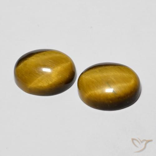 Pedras preciosas de Olho de Tigre Marrom dourado natural de 5.69 ct, oval, Opaco