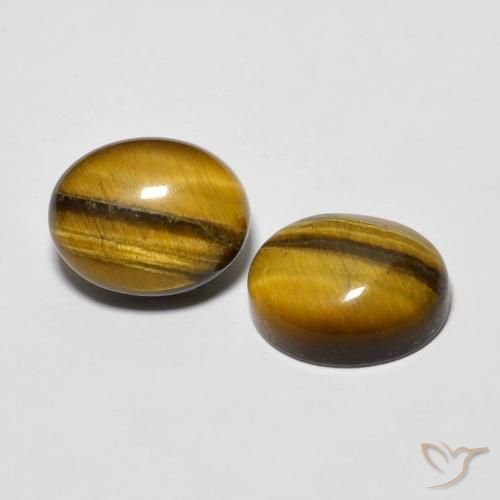Pedras preciosas de Olho de Tigre Marrom-amarelado natural de 6.15 ct, oval, Opaco