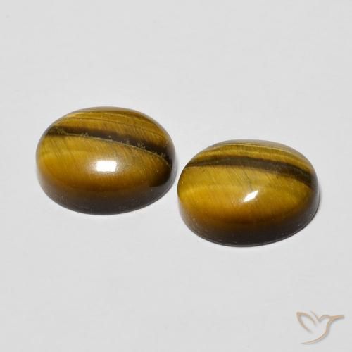 Pedras preciosas de Olho de Tigre Marrom-amarelado natural de 6.15 ct, oval, Opaco