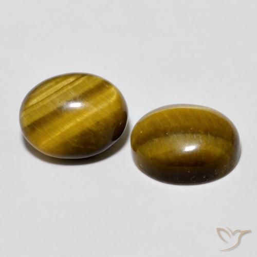 Pedras preciosas de Olho de Tigre Marrom-amarelado natural de 5.71 ct, oval, Opaco