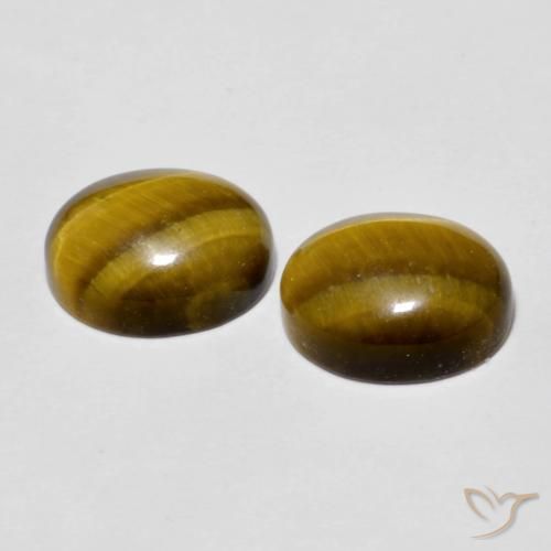 Pedras preciosas de Olho de Tigre Marrom-amarelado natural de 5.71 ct, oval, Opaco