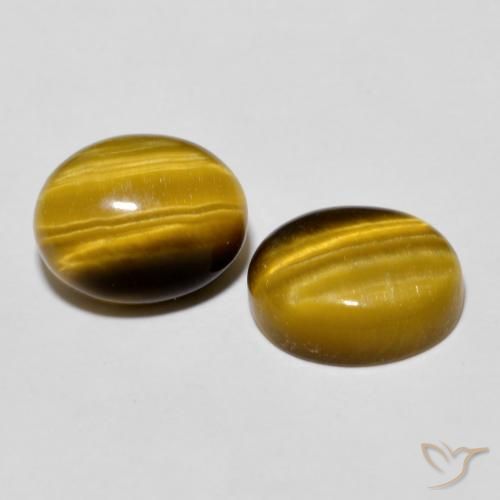 Pedras preciosas de Olho de Tigre Marrom dourado natural de 5.72 ct, oval, Opaco