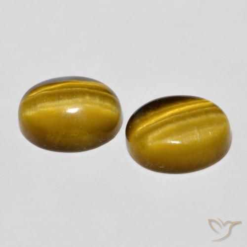 Pedras preciosas de Olho de Tigre Marrom dourado natural de 5.72 ct, oval, Opaco