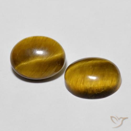 Pedras preciosas de Olho de Tigre Marrom-amarelado natural de 5.85 ct, oval, Opaco