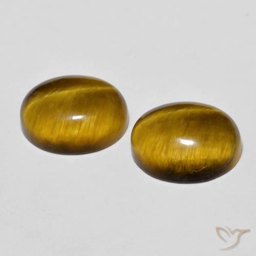 Pedras preciosas de Olho de Tigre Marrom-amarelado natural de 5.85 ct, oval, Opaco