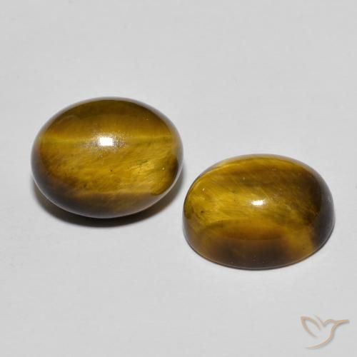 Pedras preciosas de Olho de Tigre Marrom Quente natural de 6.95 ct, oval, Opaco
