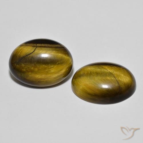 Pedras preciosas de Olho de Tigre Marrom dourado natural de 16.57 ct, oval, Opaco